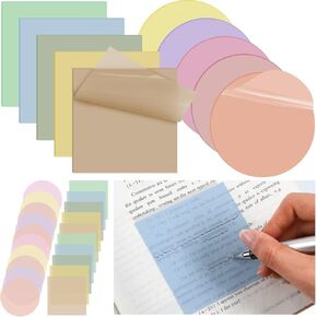 Jetec 500 Sheets Transparent Sticky Notes Bulk 3x3 Pastel See Through Sticky Notes Clear Books Annotation Tabs Self Adhesive Waterproof Translucent Memo Pad for Round Square Office Bible Reading