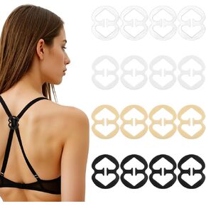 16PCS Bra Strap Holder Clips for Racerback, Bra Strap Clips to Make Racerback Bra Straps Holders for Slipping Bra Clip for Conceal Straps and Cleavage Control (Black, White, Beige, Clear)