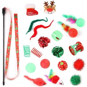 Cat Toys Kitten Toys Assortments, 32 Packs Interactive Cat Toy Variety Pack for Kitty, Cat Wand Toy, Cat Crinkle Balls Bell Balls with Bells, Cat Spring Toy, Catnip Toys for Indoor Cats Kitten