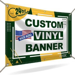Custom Banner 2ft x 4ft Vinyl Banner Custom Backdrop - Full Color 13 Oz Sign - Personalized Banners with High-Resolution Images, Text