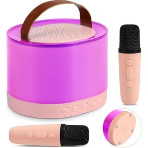 Mini Karaoke Machine, Karaoke Machine for Kids Toys, Portable Bluetooth Speaker with 2 Wireless Microphones, Toys Birthday Gifts for Girls Boys Ages 4, 5, 6, 7, 8,9,10,11,12 Years Old