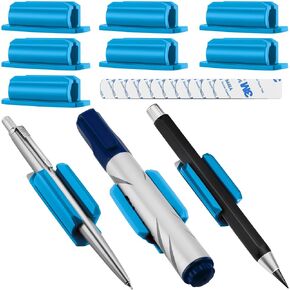 Pen Holder Set of 10, Adhesive Pen Holder for Desk or Any Surface, Pencil Holder & Marker Holder, Teacher Supplies for Classroom and Office Desk Accessories, PH01, Blue
