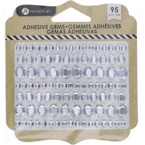 Hampton Art Adhesive Gems Oval, 95 Pc., Clear, Gems, Gem Stickers, Jewels, 3D Stickers, Gems for Crafting, Rhinestone Craft Gems, Jewel Jewels for Crafts