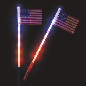 Fun Express American Flag Light Up Fourth of July Toys, Set of 12-4th of July Glow Sticks Supplies - Batteries Included
