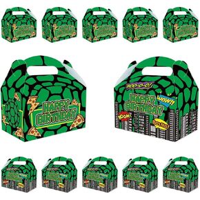 LeiGuoMinyyu 16pcs Cartoon Turtle Birthday Party Candy Bags Green Goodie Gift Boxes for Kids Boys Girls Theme Birthday Party Supplies Decorations