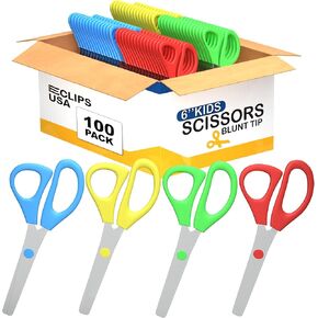 Kid Scissors Blunt Tip (100 Pack), Bulk Scissors For Kids Assorted Colors, School Supplies, Art Supplies