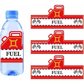 30 Pieces Race Car Fuel Can Water Bottle Labels 3.1×7.87 inch Cars Bottle Sticker for Racing Birthday Party Supplies Racing Theme Decorations Bottles Decorations