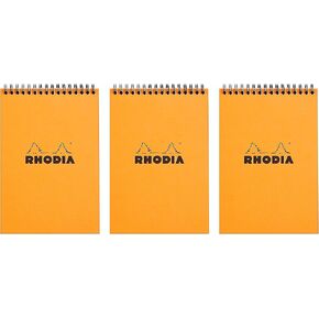 Rhodia Wirebound Orange Notepads Graph - 4 in. x 6 in., Pack of 3