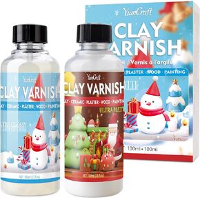 Air Dry Clay Glaze, Ultra Gloss and Matte Clay Varnish for Air Dry Clay/Polymer Clay, Varnish Prevents Clay Cracking, Scratches, and Wear, Polymer Clay Sealant Suitable for Clay Pottery (3.5oz+3.5oz)