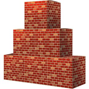ArtCreativity Brick Boxes for Gamer Party Decorations - Set of 6-11.8 x 11.8 Inches - Brick Box Video Game Birthday Decorations with a Retro Brick Design - Easy to Assemble - Video Game Party Supplies