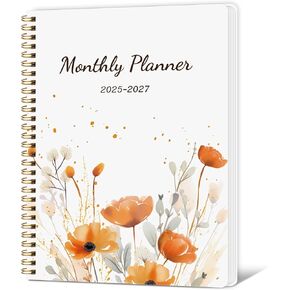 Monthly Planner 2025-2027, Simplified Monthly Calendar Planner, 24 Months Calendar, July 2025 - June 2027, 7.3" * 9.5", Waterproof Cover with Spiral Bound, Monthly Planner for Office, School - Green