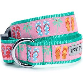 The Worthy Dog Flip Flops Dog Collar, Adjustable and Comfortable Nylon Pets Collar with Strong Quick Release Buckle Fits Medium Dogs Pink