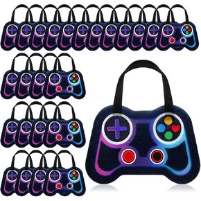 Silkfly 24 Pcs Video Game Party Favor Bags Non Woven Reusable Gaming Goodie Treat Gift Bags with Handles Gaming Party Supplies (Neon Colors)