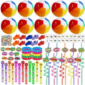 APZ Pool Party Favors Beach Party Favors,168 Pcs Summer Beach Pool Toys for Birthday Party,Summer Party Include Beach Balls, Bubble Wands...