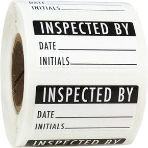 Inspected by Rectangle Labels, Adhesive Stickers, 0.75" x 1.5", Pack of 500