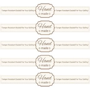 500Pcs Handmade Food Retail Package Seal Labels Safe Secure Lids Stickers 1x9 Inch-Baking Gift Crafted Stickers Freshness Labels for Handmade Baking Craft Arts