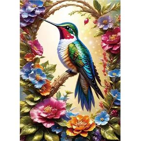 Kulvci Diamond Painting Kits for Adults, Hummingbird Diamond Art Kits for Beginners, 5D DIY Full Drill Gem Craft for Home Decor Gift 12x16inch