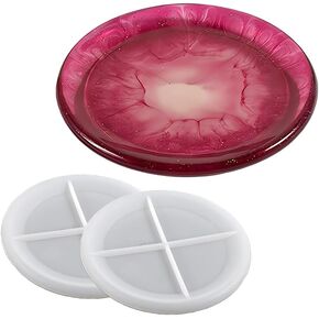 Resin Tray Mold，2 Pcs Round Tray Silicone Molds Dish Resin Epoxy Casting Molds Jewelry Plate Casting Mold for DIY Jewelry Ring Holder Home Decor