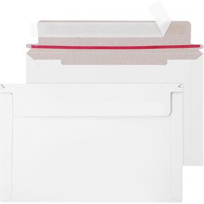 100 Pack 6.5x4.5 inch Rigid Mailer Self Seal Photo Document Mailers, Stay Flat White Cardboard Shipping Envelopes White Photography Mailers for CD, Photos, Document(400GSM)
