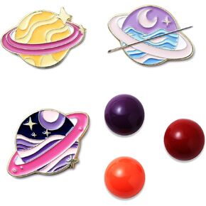 Luna cici 3Pieces Needle Minder for Sewing,Magnetic Needle Keeper for Cross Stitch,Cute Planet Cartoon Pin,Needle Holder for Embroidery,Needlework Storage Accessory, Gift for Cross Stitch Lover
