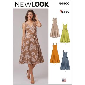 New Look UN6800A Misses' Sun Dresses Sewing Pattern Packet, Design Code N6800, Sizes 8-10-12-14-16-18