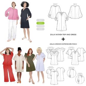Style Arc Sewing Pattern - Zalia Top and Dress Plus Extension Pack Bundle (Sizes 04-16)