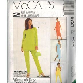 8721 McCalls Sewing Pattern Uncut Misses Tunic Pull on Pants Skirt Size 10 12 14