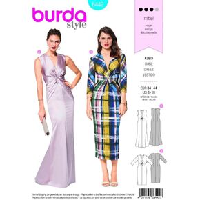 Burda Women's V Neck Evening Dresses Pattern, Size 8-18