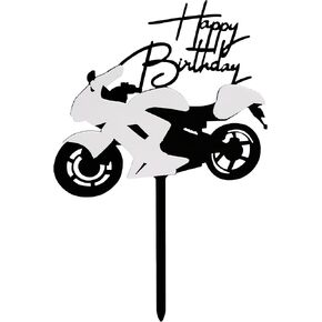 Cars Cake Topper Happy Birthday Cake Decorations for Men Kids Boys Racing Car Themed Party Supplies (Gold and Black)