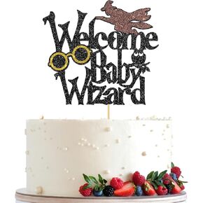 Welcome baby Wizard Cake Topper, Magic Theme Baby Shower/Gender Reveal Party Decoration, Harry 1st Birthday Party Cake Decor for Boys and Girls, Welcome Baby Muggle Party Supplies