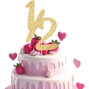 Happy 1/2 Birthday Cake Topper Glitter Happy 6 Months Birthday Cake Pick Gold Glitter Half Year Old Cakes Topper for Baby's Half Year Old Party Decoration