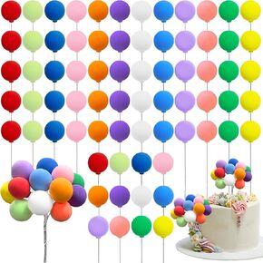 72 PCS Colorful Balloon Cake Topper Round Mini Balloon Cupcake Toppers for Wedding Birthday Baby Shower Cake Decoration Supplies