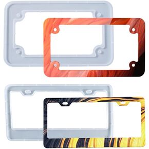 2Pcs License Plate Frame Silicone Mold Motorcycle Car License Plate Frame Epoxy Resin Molds Crystal Resin Casting Molds for DIY Handmade Crafts Jewelry Making Polymer Clay Molds