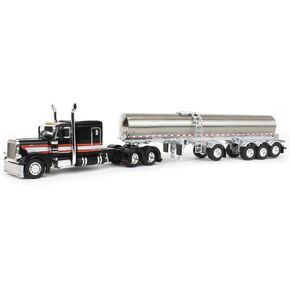 DCP 1/64 Black Peterbilt 379 w/Quad-Axle Walker Milk Tanker First Gear 60-1780