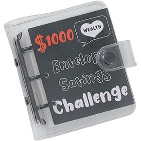 Money Saving Binder Mini Savings Book $1000 Savings Challenge Binder, Mini Budget Binder with Cash Envelopes, Envelope Challenge Book for Cash Saving