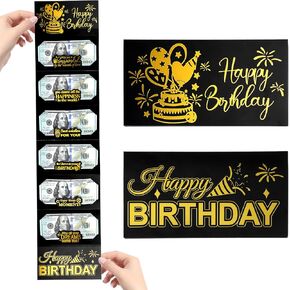 Money Gift Ideas Surprise Birthday Money Holder Birthday Envelope for Cash Gifts for Men Women Girls Boys Moneys Holder for Cash Gift Black Gold