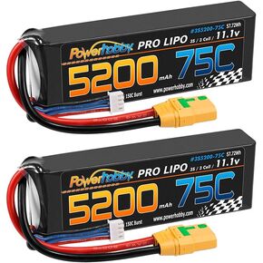 3S 11.1V 5200mAh 75C Lipo Battery 2 Pack w XT90 Connector (2) Fits : Arrma Kraton Nero Tyhpon Senton Tailon OUTCAST FAZON
