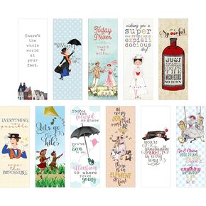 Mary Poppins Inspirational Bookmarks, Beloved Movie Themed Page Markers with Tassels, Set of 10