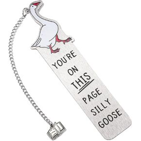 Silly Goose Bookmark, Stainless Steel Funny Silly Goose Cute Book Marker Pattern Bookmarks for Men Women Practical Reading Gifts Accessories Supplies for Kids Teens Adults Book Lovers (Sliver)
