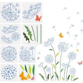 2Pcs Magnolia Flower Wall Stencil Templates 11.8 x 11.8 Inch Reusable Plastic Magnolia Stencils for Painting on Wood Wall Floor Fabric Glass Furniture, DIY Home Decor Or Craft Stencils