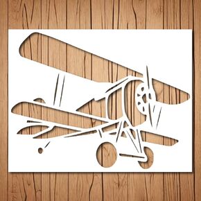 Airplane Stencil | Reusable Space Theme Stencils for Painting on Wood, Glass, Wall, Rock, Walls, Canvas, Glassware, Spray Painting, Airbrushing | Plane Stencil Template (5""x 6""), White