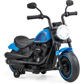 Costzon Toddler Motorcycle, 6V Battery Powered Electric Motorcycle with Detachable Training Wheels, Soft Start, Headlights & Music, Kids Motorcycle Ride on Toy for Toddlers Boys 18+ Months (Red)