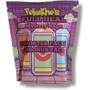 Pokekho's Full Heal Pokémon Mystery Bags, 5 Booster Packs + 1 Bonus Pack, Sword & Shield, Scarlet & Violet