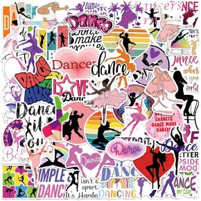 Gymnastics Stickers -50pcs Gymnastics Themed Dancer Stickers for Kids Adults, Vinyl Waterproof Dance for Laptop, Guitar, Water Bottle Journaling Scrapbooking (White)