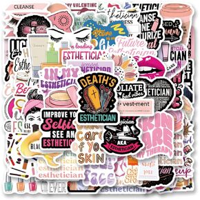 67pcs Esthetician Stickers Decals Pack，Cute Cartoon Stickers Vinyl Reusable Non-Repeating Waterproof Vinyl for Kids Teens Adults，for Water Bottle Phone Laptop Guitar Scrapbook Skateboard Luggage
