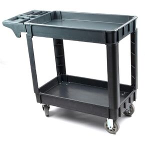 600 lbs Heavy Duty Rolling Utility Service Cart with Wheels, 3-Tier HDPE Deep Shelves, 5" Caster Wheels for Warehouse/Garage/Restaurants/Offices (SC3500D)