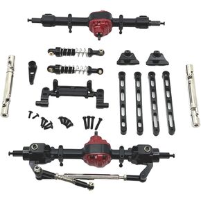 RC Car Upgrade Parts, Front and Rear Assembly Kits, Metal for MN82 LC79 MN78 1/12 Scale RC Hobby Car, Black, 15x20x5cm