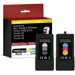 High Pages Verite 5 Ink Cartridge Replacement for Verite 55W ECO Plus (2Pack)
