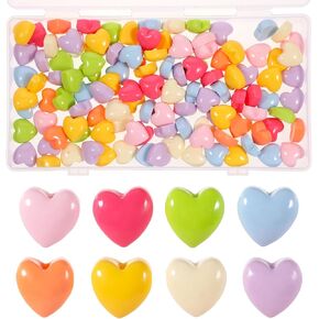 120 PCS Colorful Heart Resin Flatback Charms, Plastic Mini Heart Shape Charms Bulk Resin Embellishments Accessories for Phone Case, DIY Scrapbooking, Craft Making Decoration