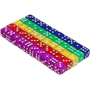 50 6-Sided Dice | 16mm | 5 Colors for Math and dice Games